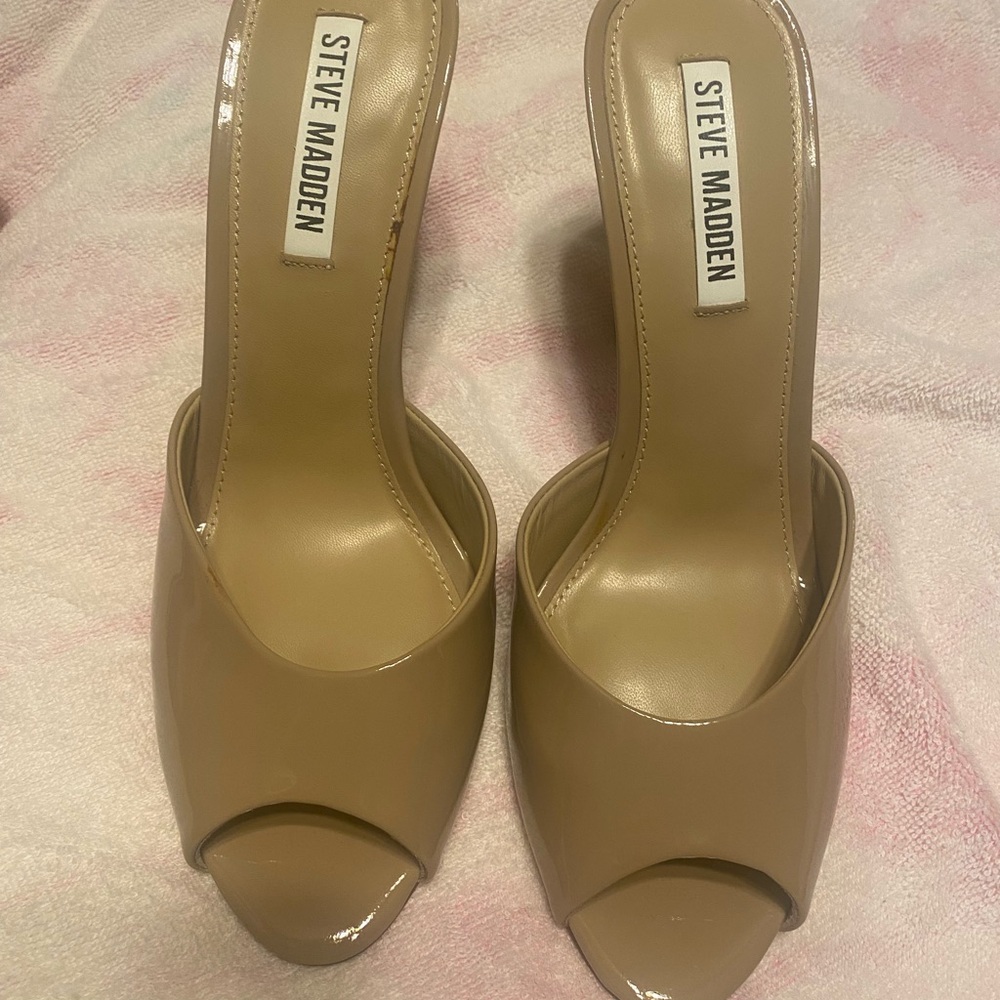 Steve Madden Nude Peep-Toe Heels - Picture 2 of 3
